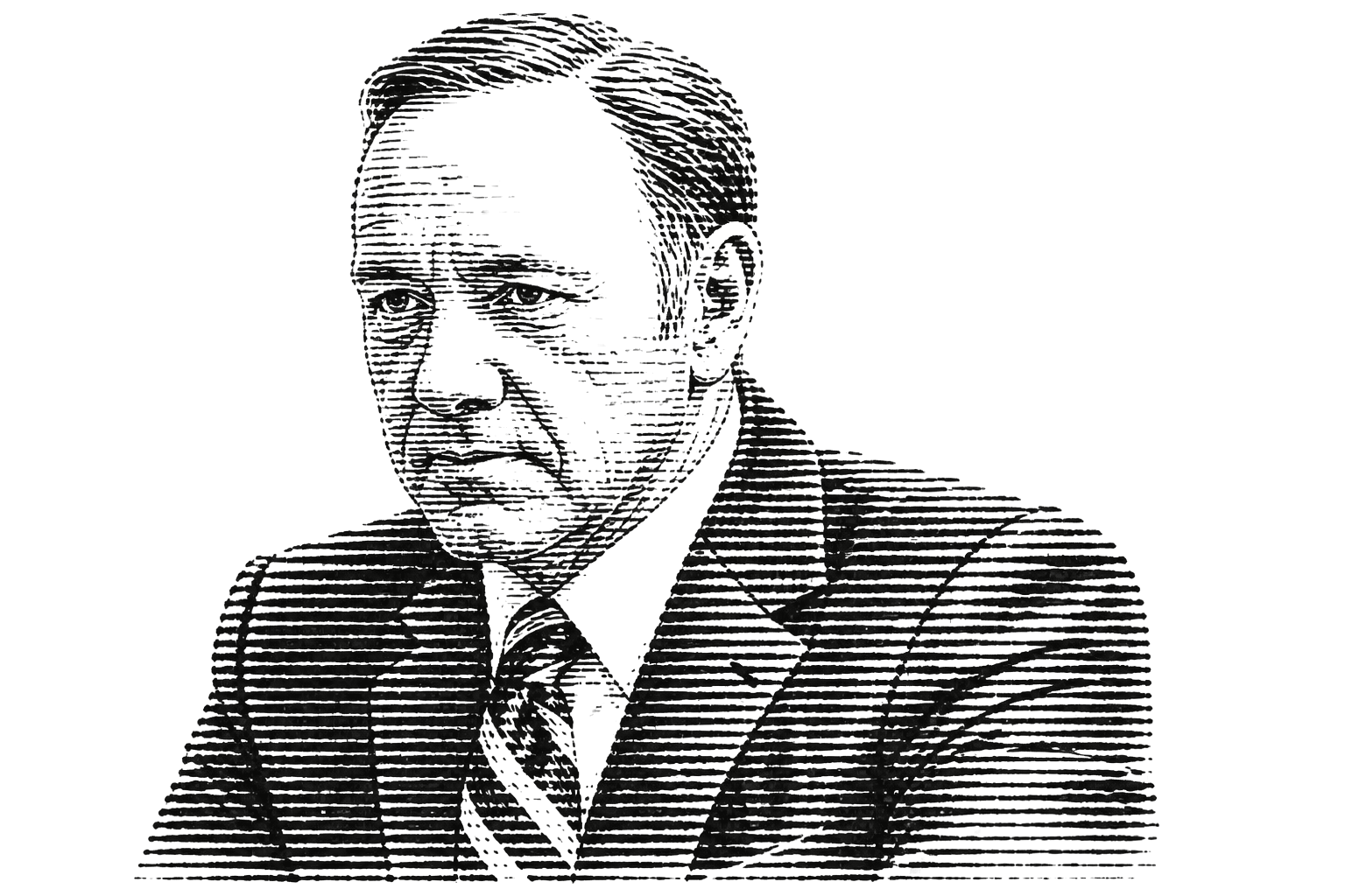 Horizontal black ink study of Frank Underwood
