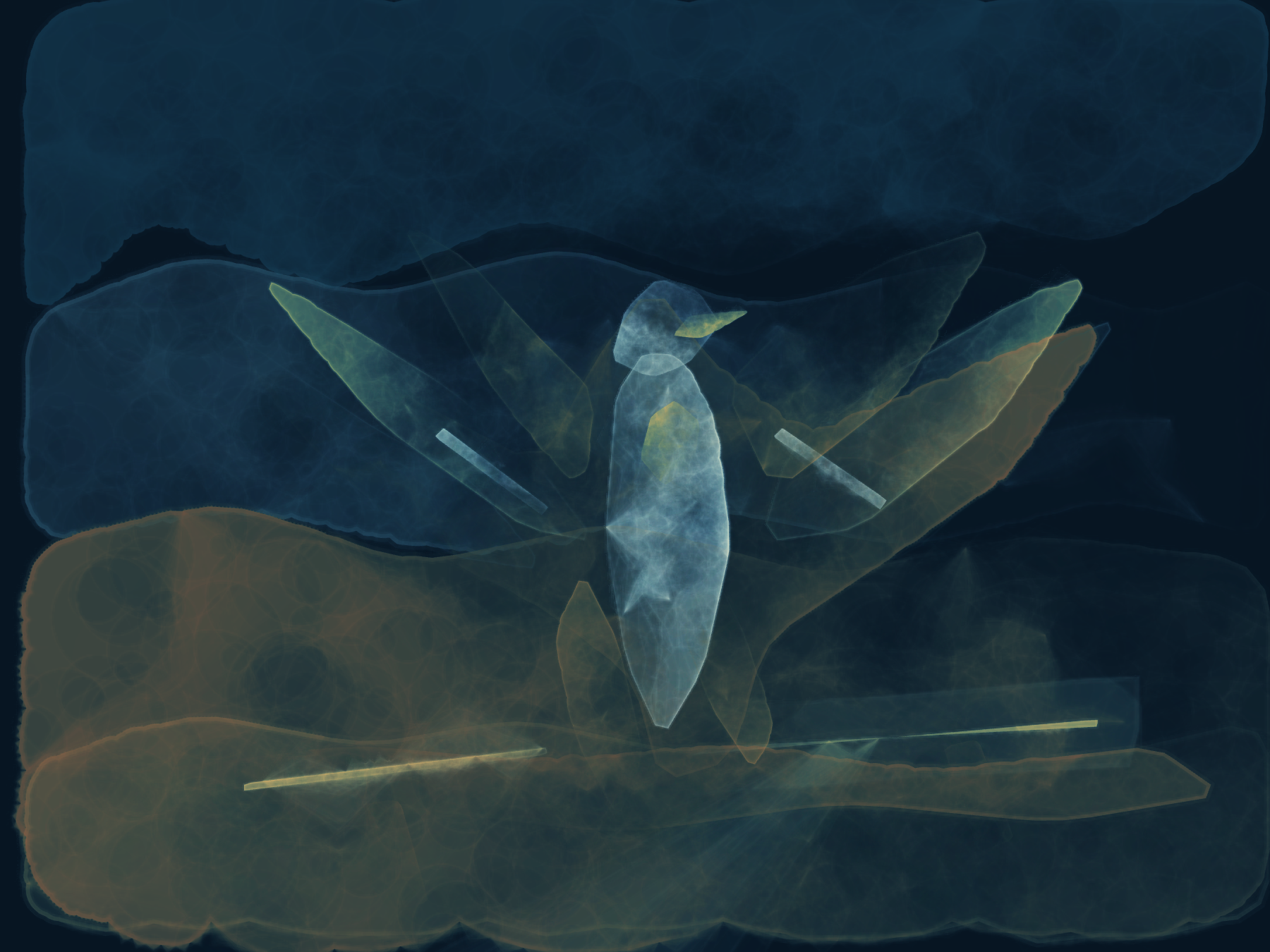 Still Wing Over Dark Water, a calibration render by Inkling