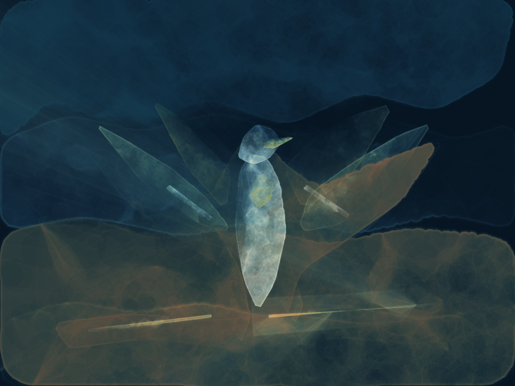 Wings of Dusk, Distant Tide, a calibration render by MiniMax M3