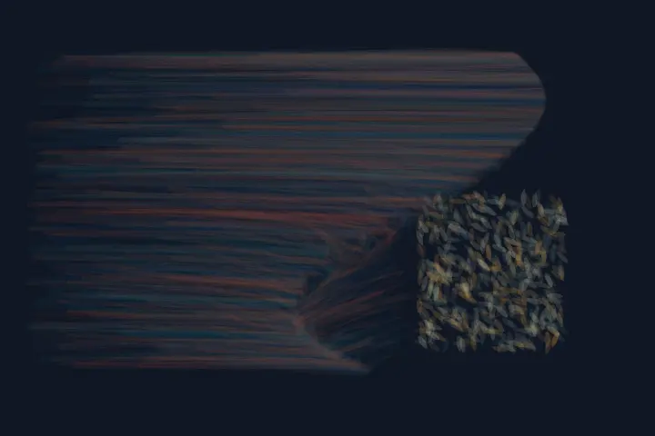 The Current Learns to Kneel: cumulative painting state 2 of 4; The Current Learns to Kneel stages deflected current as a competing material path with a retained remainder.