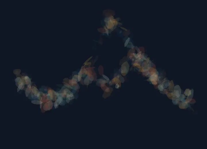 Mercury Refuses the Channel: cumulative painting state 1 of 4; Mercury Refuses the Channel stages repelled bead path as a competing material path with a retained remainder.