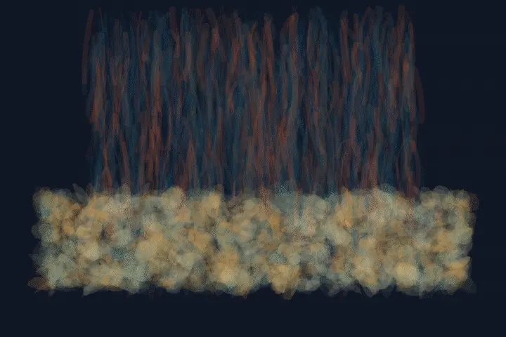 The Moss Keeps the Falling Iron: cumulative painting state 4 of 4; The Moss Keeps the Falling Iron stages soft catchment as a competing material path with a retained remainder.