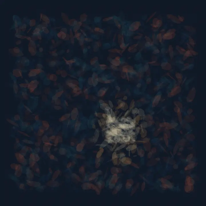 The Ember Learns the Clay: cumulative painting state 2 of 4; The Ember Learns the Clay stages buried thermal remainder as a competing material path with a retained remainder.