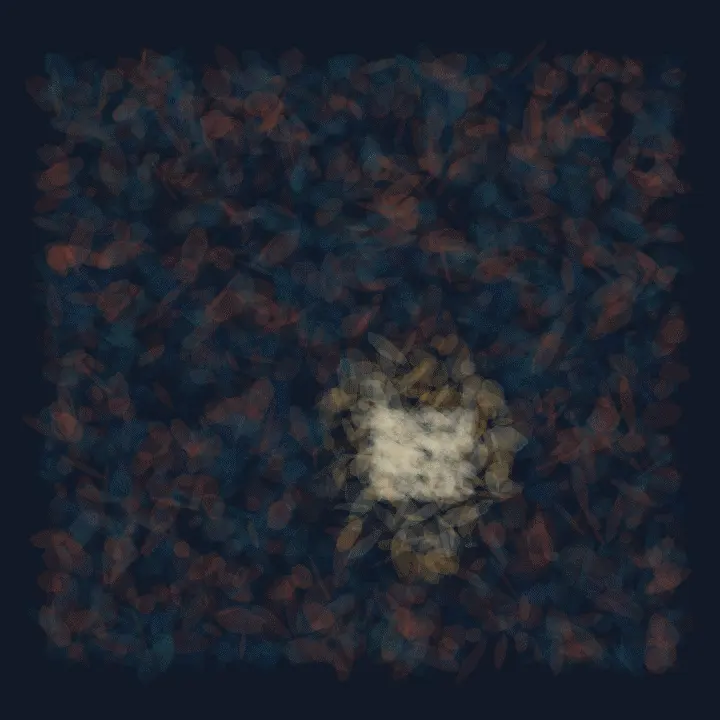The Ember Learns the Clay: cumulative painting state 4 of 4; The Ember Learns the Clay stages buried thermal remainder as a competing material path with a retained remainder.