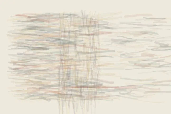 The Loom Refuses the Flood: cumulative painting state 3 of 4; The Loom Refuses the Flood uses weave to arrest a competing process.