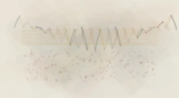 Bridge With a Fallen Memory: cumulative painting state 3 of 4; Bridge With a Fallen Memory stages collapse changes later bridge tension as a material consequence of breakage.
