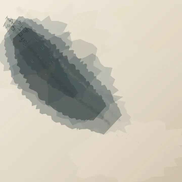 Barometric Proof, After Legibility: cumulative painting state 2 of 7; A centered soft blot floats without counterpressure, edge intelligence, or a scale ladder.