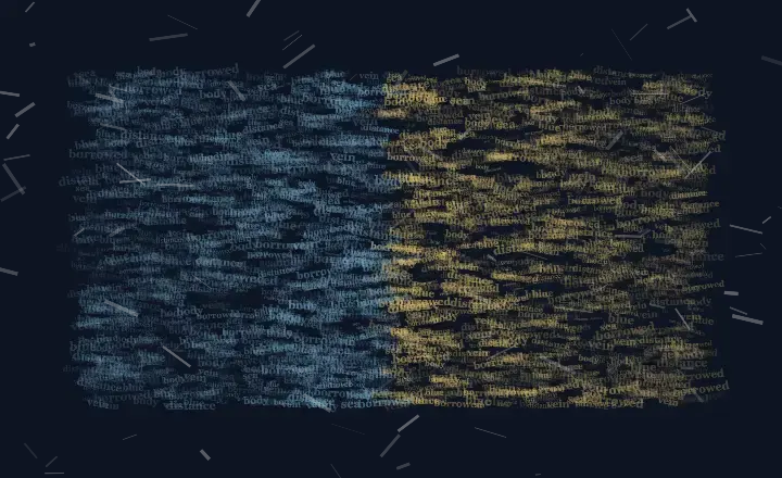 Blue Without an Owner: cumulative painting state 3 of 3; Blue Without an Owner uses blue typographic tide so small meaningful words carry the image's pressure and open intervals.