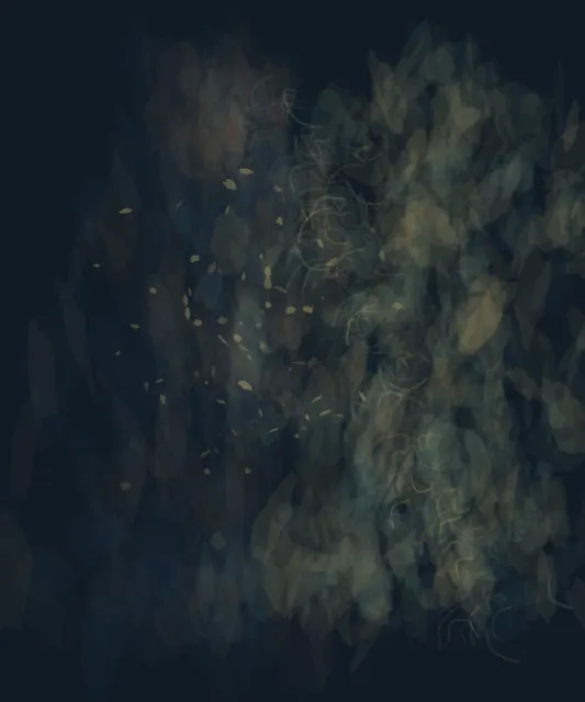 A cool field thins while a warmer neighbor gains density, making the border a transfer rather than a line.