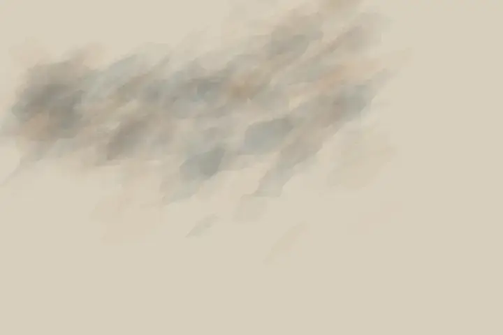 Shelter Without Capture: cumulative painting state 1 of 4; A broad body diverts pressure around a smaller one while leaving it materially open.
