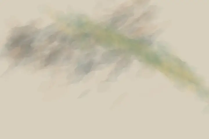 Shelter Without Capture: cumulative painting state 2 of 4; A broad body diverts pressure around a smaller one while leaving it materially open.