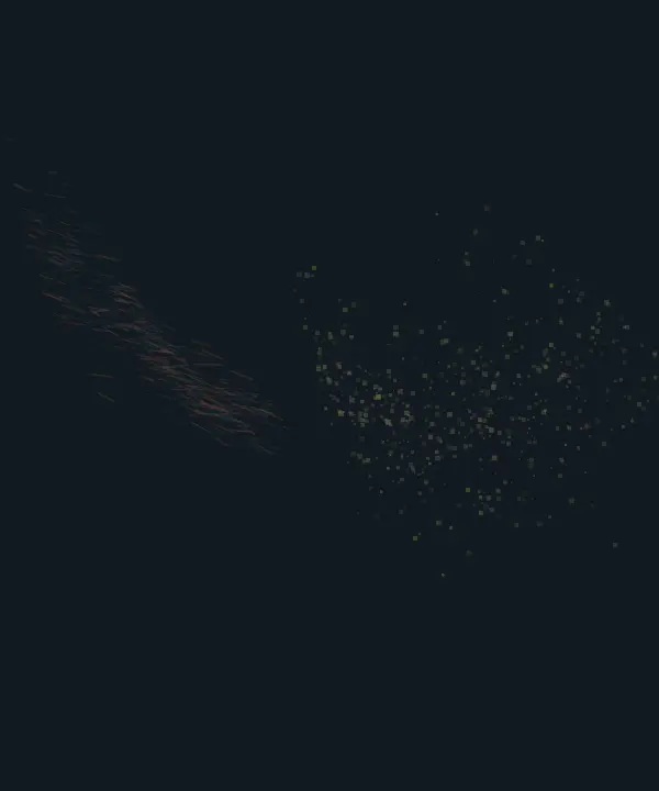 The Wound Alters the Passage: cumulative painting state 2 of 4; granular contact transfers color, pressure, and residue between unequal neighboring fields.