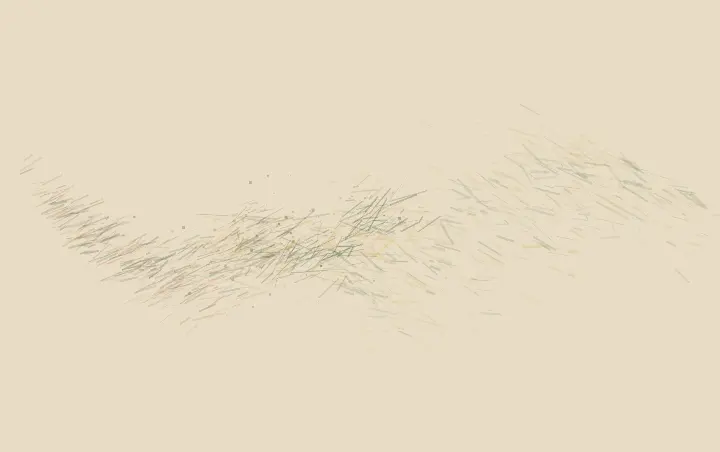 Rootwork Crosses the Fence: cumulative painting state 4 of 4; root contact transfers color, pressure, and residue between unequal neighboring fields.