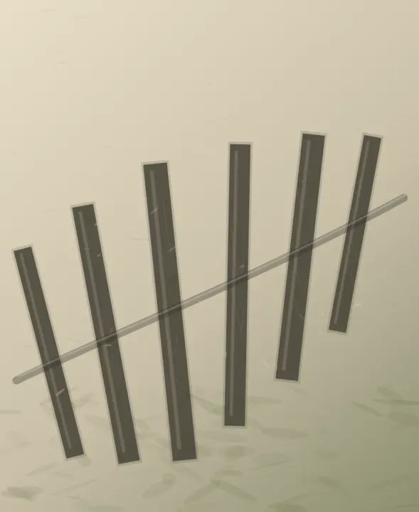 The Trellis Forgets Its Authority: cumulative painting state 2 of 4; The Trellis Forgets Its Authority is an independently authored causal raster study of the garden grows through the fence.