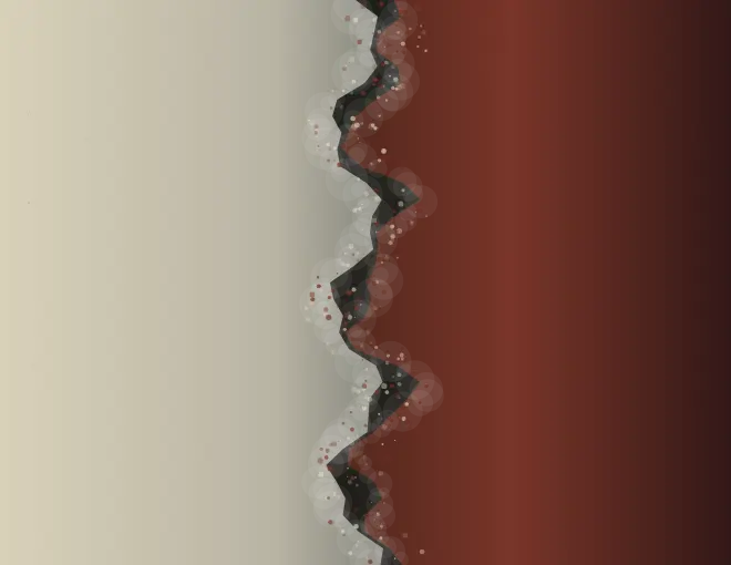 The Boundary They Wear Away: cumulative painting state 3 of 4; The Boundary They Wear Away is an independently authored causal raster study of an edge made from mutual erosion.