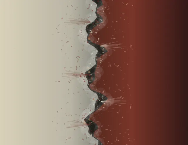The Boundary They Wear Away is an independently authored causal raster study of an edge made from mutual erosion.