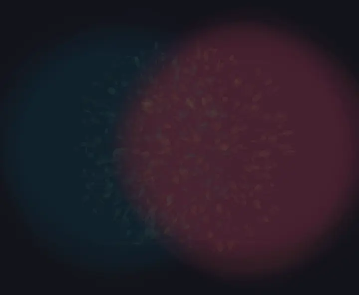 Colors After Contact: cumulative painting state 1 of 4; Colors After Contact stages mutual chromatic contamination as reciprocal material consequence.
