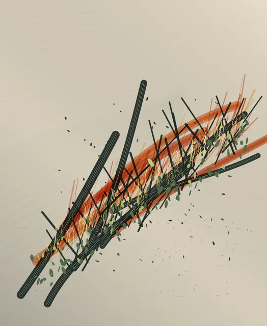 Living Grain Through Heat answers the prompt through surviving branch lattice, authored as an independent deterministic raster system.