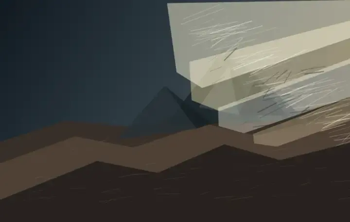 Facing the Impossible Plane: cumulative painting state 3 of 4; Facing the Impossible Plane answers the prompt through impossible planar light, authored as an independent deterministic raster system.
