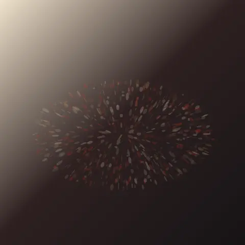 Coal Teaches the Mouth to Glow: cumulative painting state 1 of 4; Coal Teaches the Mouth to Glow makes a coal transfers heat into a dark aperture without illustrating lips visible.