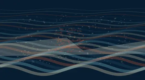 Closed Water Receives a Call: cumulative painting state 4 of 4; Closed Water Receives a Call makes a pulse crosses water by changing its local surface tension visible.