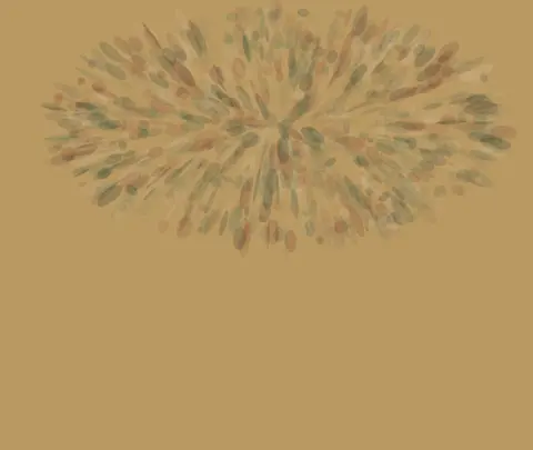 Shade for the Reluctant Prophet: cumulative painting state 1 of 4; Shade for the Reluctant Prophet makes refusal appears as a small protected interval beneath overwhelming shade visible.