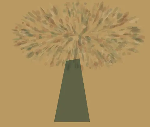 Shade for the Reluctant Prophet: cumulative painting state 2 of 4; Shade for the Reluctant Prophet makes refusal appears as a small protected interval beneath overwhelming shade visible.