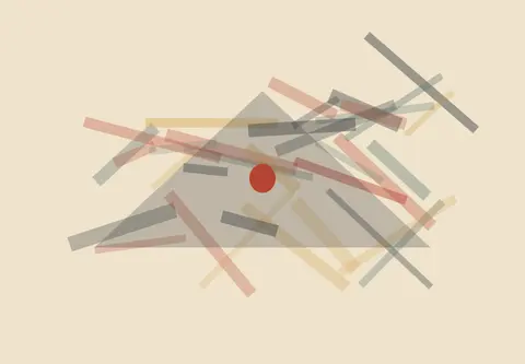 A Word Unbuilds the Roof: cumulative painting state 3 of 4; A Word Unbuilds the Roof makes one compact force dismantles a shelter from its joints outward visible.
