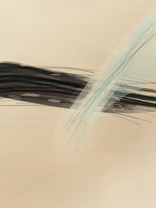 Clause, Before It Could Wound: cumulative painting state 3 of 4; Extreme pale restraint and one crossing event are elegant, but the composition never develops beyond a logo-like stroke junction.