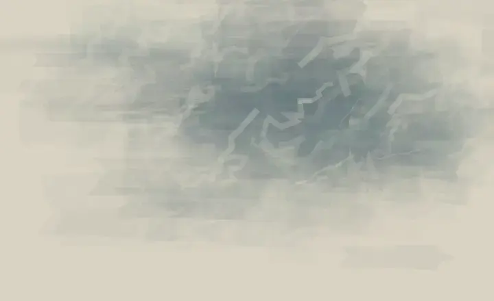 Twelve Withdrawals of Water: cumulative painting state 1 of 3; Cold pale sediment rises and withdraws around an irregular tidal deposit without drawing a moon or waterline.