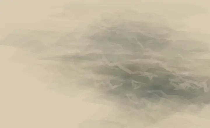 The Missing Degree: cumulative painting state 1 of 3; An incomplete material aperture is inferred through compressed deposits and a missing interval rather than an orbital line.
