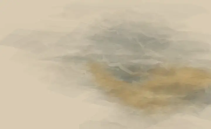 The Missing Degree: cumulative painting state 2 of 3; An incomplete material aperture is inferred through compressed deposits and a missing interval rather than an orbital line.