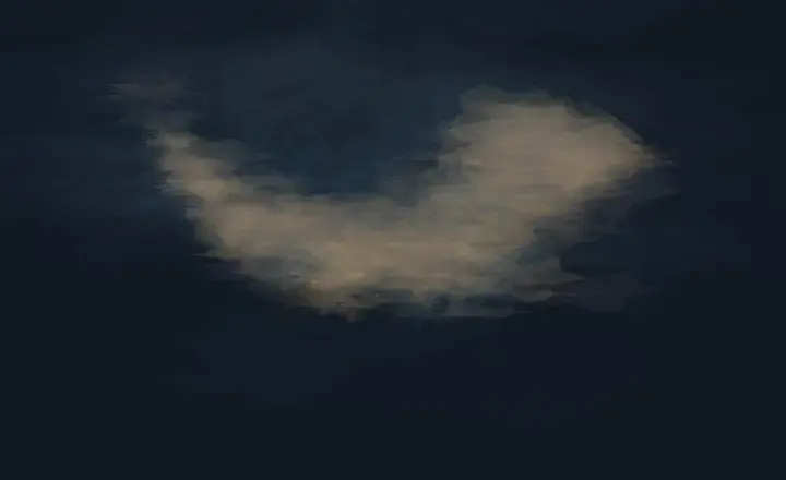 The Field Leans Toward Absence: cumulative painting state 2 of 3; An invisible pressure is registered by the leaning edge of an otherwise dark material field.