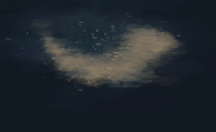 The Field Leans Toward Absence: cumulative painting state 3 of 3; An invisible pressure is registered by the leaning edge of an otherwise dark material field.
