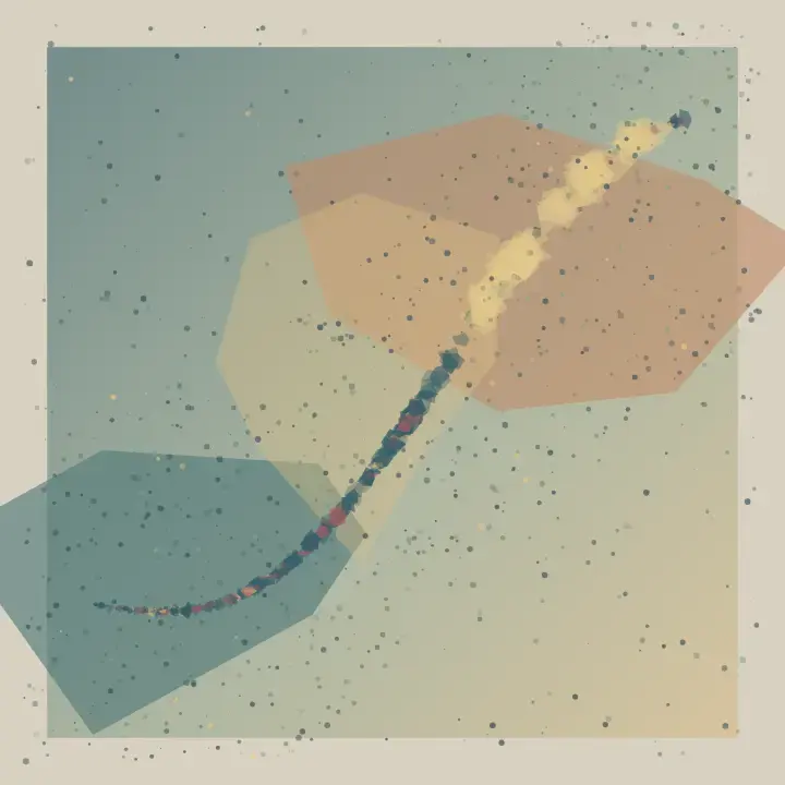 Where Wetness Stops: cumulative painting state 3 of 3; Muted teal and ochre bodies support a chain of wet colored dabs that thickens, brightens, and terminates at an absorbent limit.