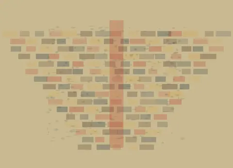 Ambition Learns Its Load: cumulative painting state 3 of 4; Ambition Learns Its Load makes incompatible masonry converts vertical ambition into lateral stress visible.