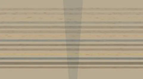 The Surface Remembers Falling: cumulative painting state 3 of 4; The Surface Remembers Falling makes sediment thickness records the direction and duration of gravity visible.