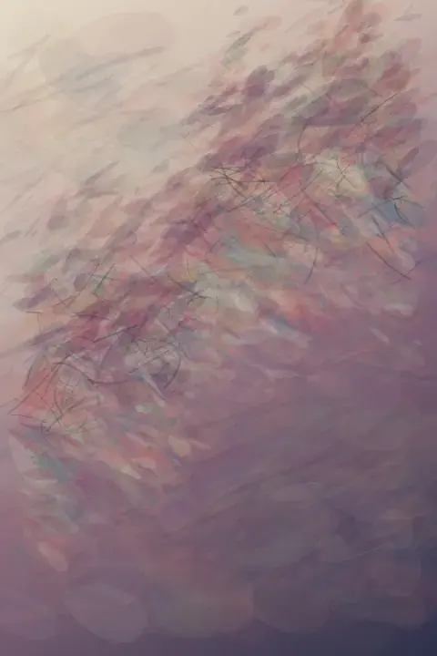 Tissue Carries Color: cumulative painting state 2 of 3; Carmine, bruised blue, and tea-green stains cross three unequal depths; a cut edge and delayed underlayer make migration visible without a cell or anatomical label.