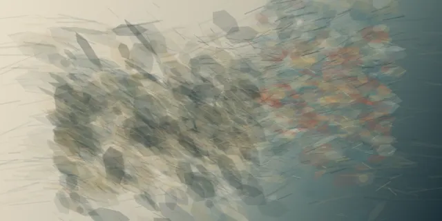 Irregular woodcut-like relief impressions accumulate as remembered bearings across a cropped field; teal depth and rust interruptions suggest place without a map, compass, or fish.