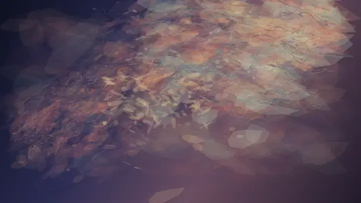 Unbidden Mineral Weather: cumulative painting state 3 of 3; An autonomous violet ground opens into a displaced warm-cool mineral seam, with luminous slabs and small glints making one self-directed event across the night.