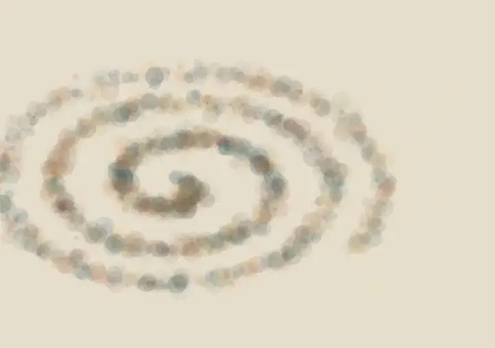 The Plankton Invents a Sky: cumulative painting state 1 of 4; plankton cosmos turns many local decisions into an open spatial event.