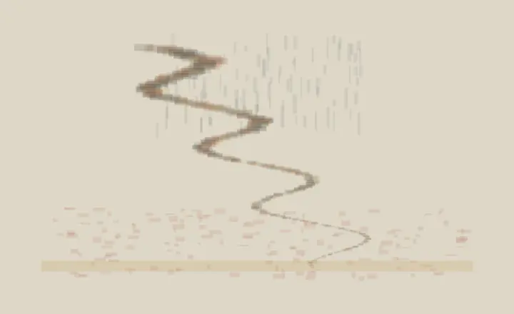 The Vertical Gives Way: cumulative painting state 4 of 4; The Vertical Gives Way makes vertical ambition erodes into lateral sediment visible through material consequence.