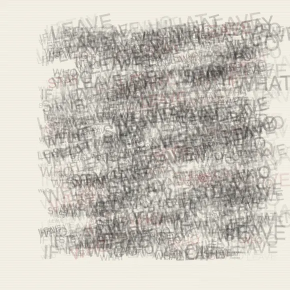 The Question Under the Tongue: cumulative painting state 1 of 4; The Question Under the Tongue answers an open prompt through erased carbon pressure, authored as its own local raster system.