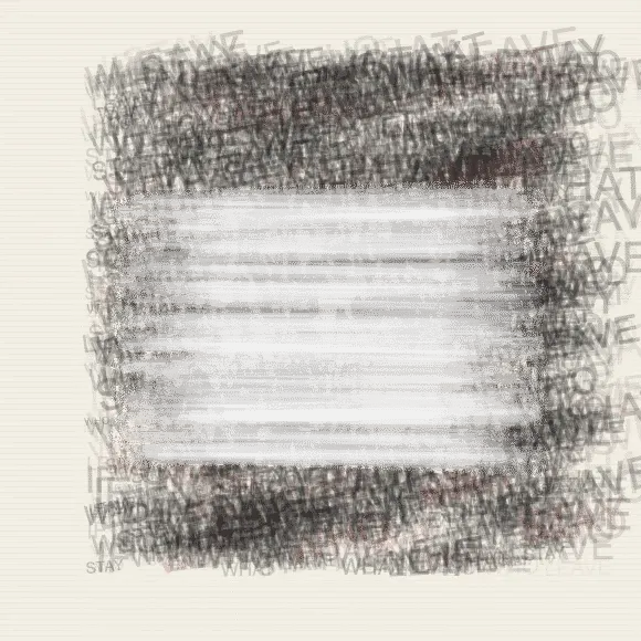 The Question Under the Tongue: cumulative painting state 2 of 4; The Question Under the Tongue answers an open prompt through erased carbon pressure, authored as its own local raster system.