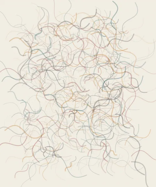 A Machine Dreams in Saffron answers an open prompt through calligraphic mechanism, authored as its own local raster system.