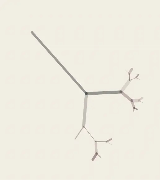 The Spill Invents a Root: cumulative painting state 2 of 4; The Spill Invents a Root answers an open prompt through capillary incident, authored as its own local raster system.