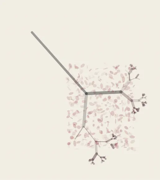 The Spill Invents a Root: cumulative painting state 4 of 4; The Spill Invents a Root answers an open prompt through capillary incident, authored as its own local raster system.