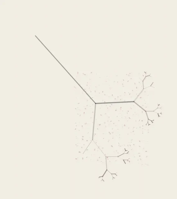 The Spill Invents a Root answers an open prompt through capillary incident, authored as its own local raster system.