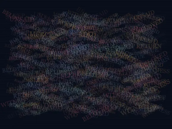 A Garden Made of Unsaid Names: cumulative painting state 1 of 4; A Garden Made of Unsaid Names answers an open prompt through lexical nocturne garden, authored as its own local raster system.