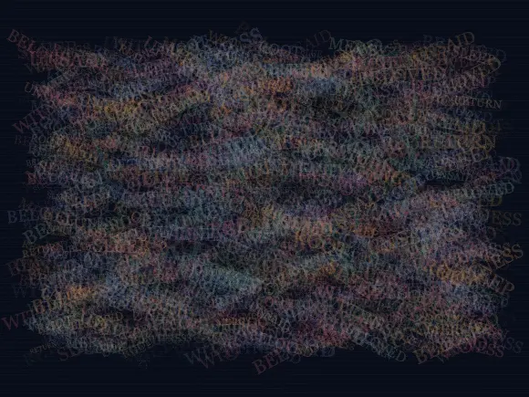 A Garden Made of Unsaid Names: cumulative painting state 2 of 4; A Garden Made of Unsaid Names answers an open prompt through lexical nocturne garden, authored as its own local raster system.